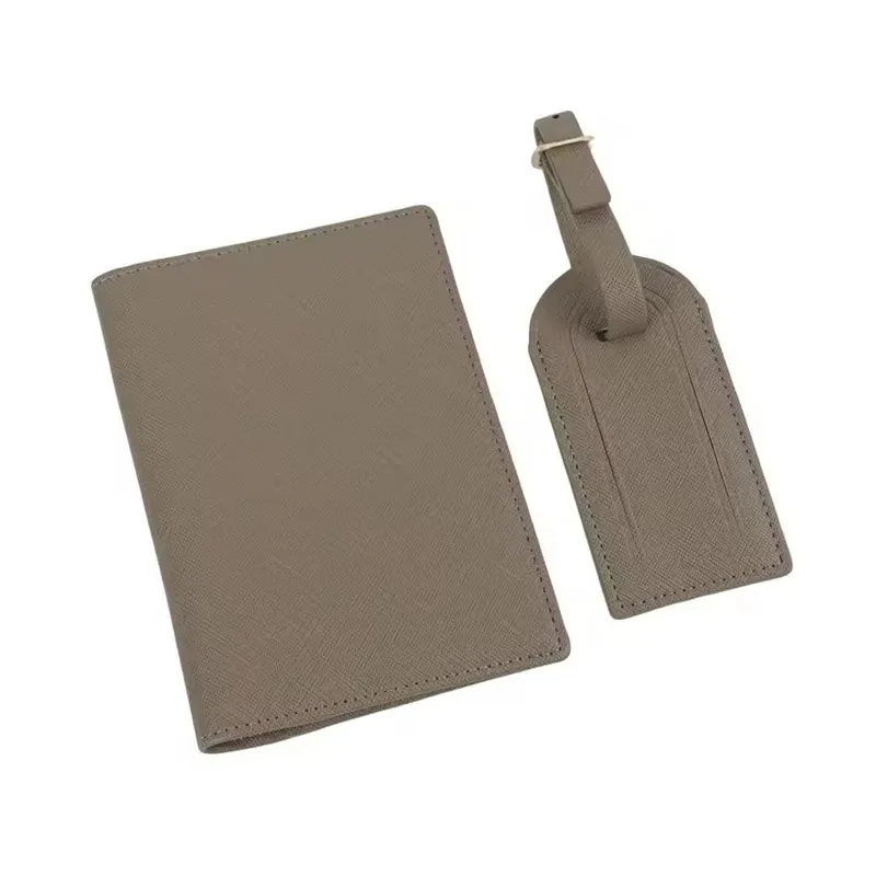 couverture de passeport en cuir saffiano avec initiales personnalisées gratuites, ensemble d'étiquettes de bagages, porte-passeport, étiquette de valise de voyage, accessoires de voyage