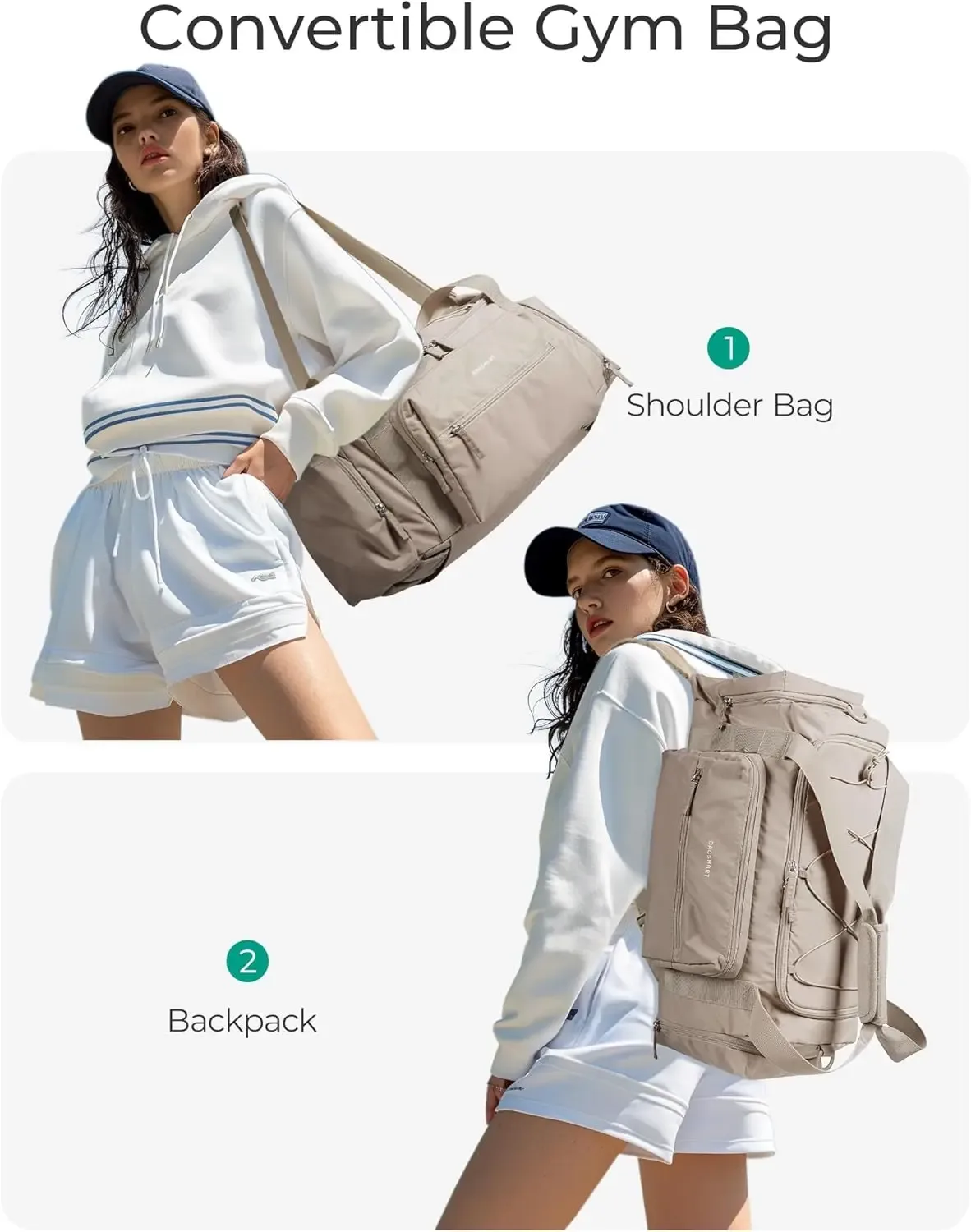bagsmart sac de sport 4 en 1 pour femme et homme sac de sport léger tsa avec compartiment à chaussures et poche humide 30 l pour week-end