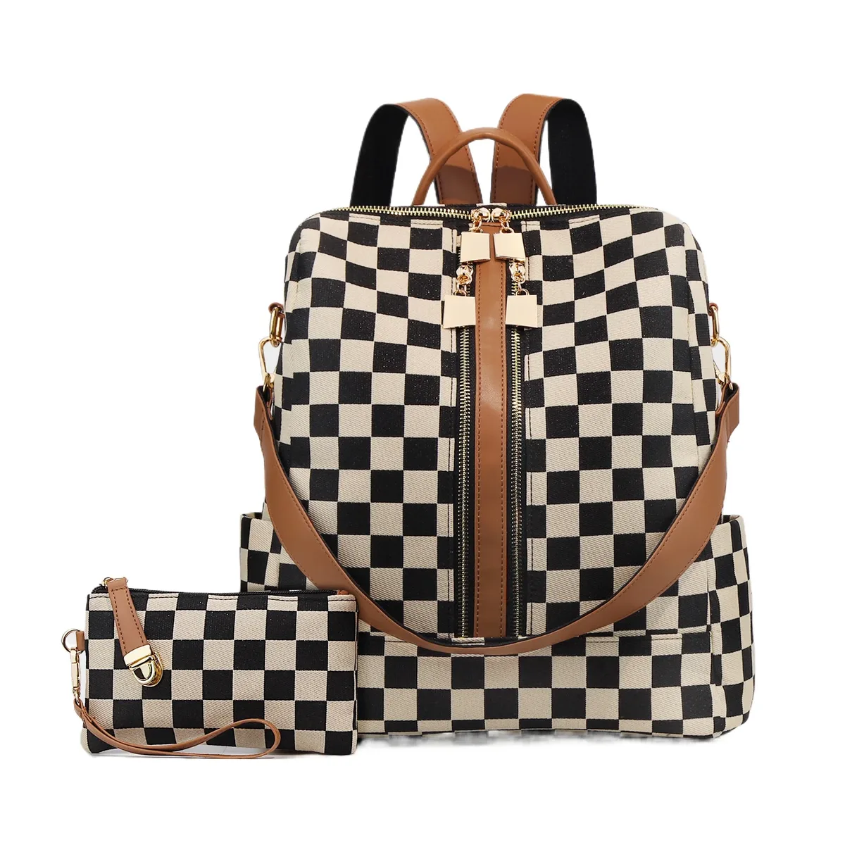 Sac à dos tendance à carreaux pour femmes, grande capacité, sac à dos de voyage pour maman, sac à dos scolaire