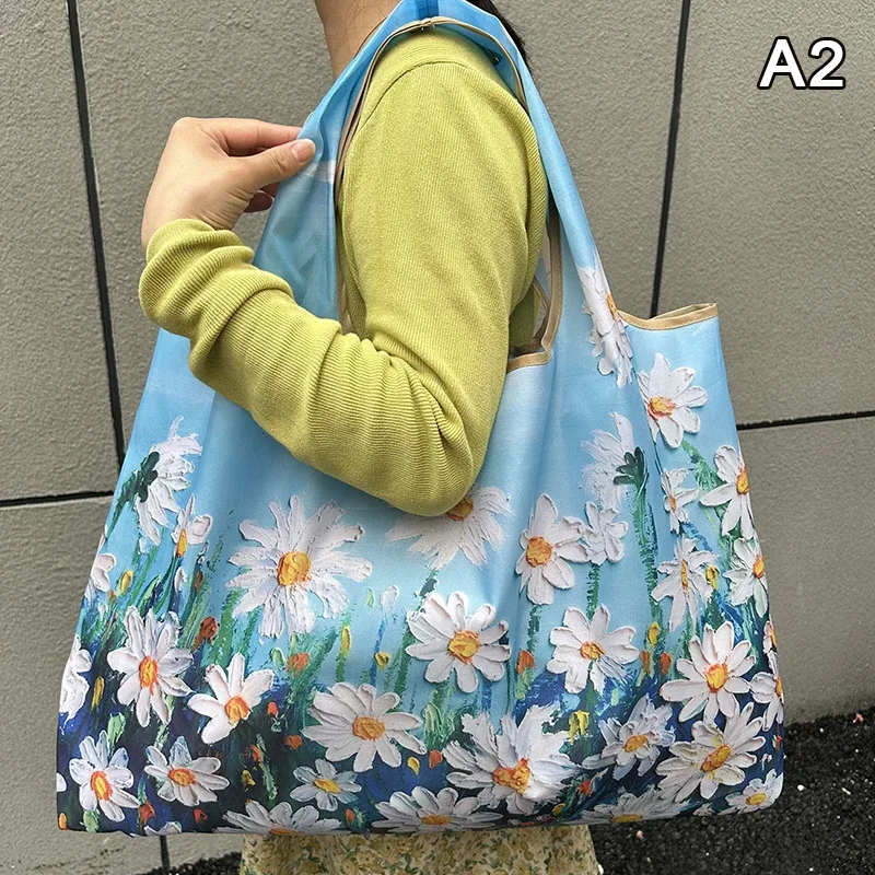 sac de shopping pliable, sac de rangement réutilisable pour épicerie, sac à main en nylon portable, fourre-tout de voyage, nouvelle collection, 1 pièce
