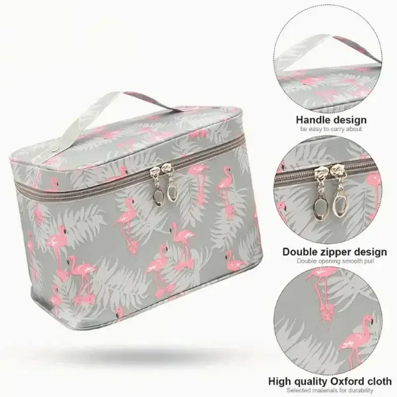trousse de maquillage grande capacité avec plusieurs compartiments, organiseur pour la maison et les voyages pour articles de toilette et cosmétiques
