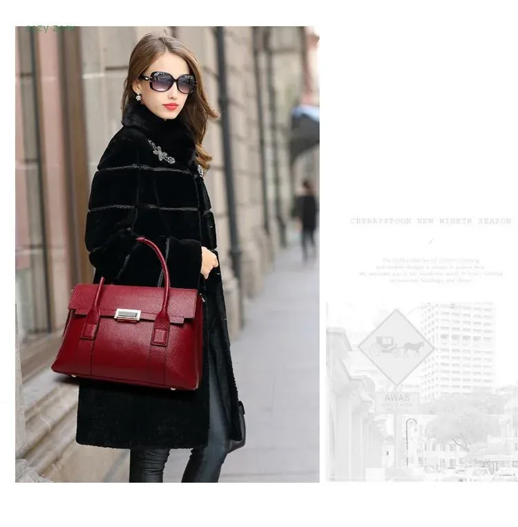2025 nouvelle mallette en cuir véritable femmes sacs à main grande capacité dames mode peau de vache sacs à bandoulière portables