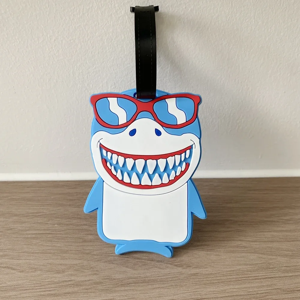étiquette de bagage dinosaure mignon de voyage, pendentif de signalisation anti-perte, pendentif de sac requin drôle, cadeau unisexe, 1 pièce/2 pièces