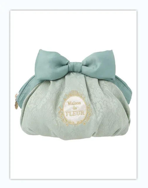 sacs à cosmétiques en tissu jacquard pour femmes, broderie, nœud mignon, sac de rangement décontracté doux pour dames, style japonais, nouveau, 2025
