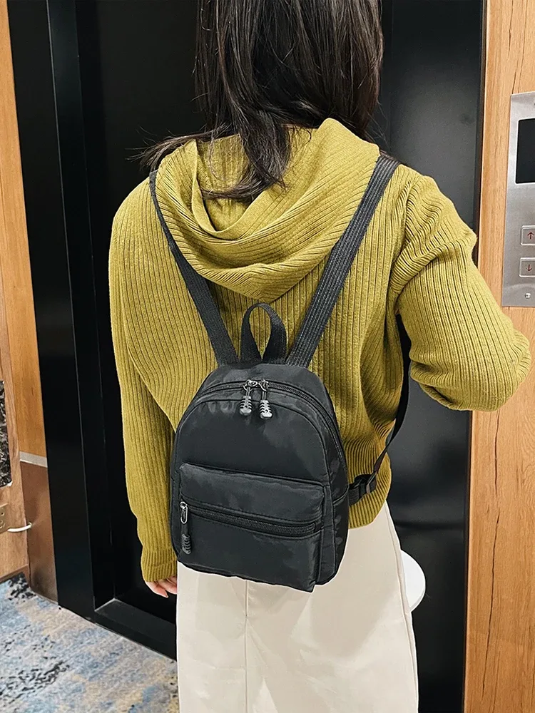 sac à dos en nylon solide pour femmes, sac à dos pour documents, style preppy, mini sacs à dos, mode