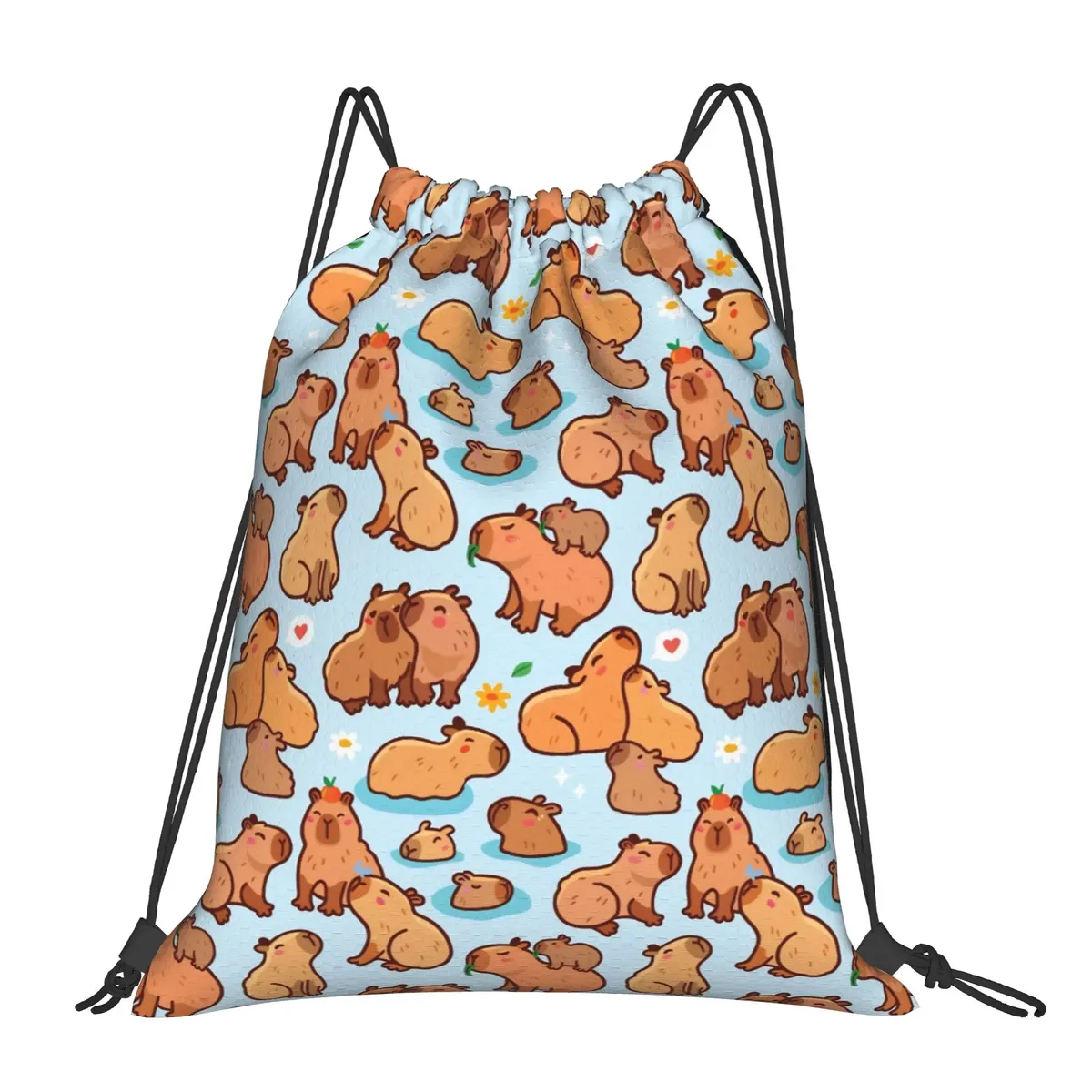 sac à dos à cordon de serrage capybara mignon, sac de sport résistant à l'eau, sac à cordon pour le yoga, 36 cm (largeur) x 43 cm (hauteur)