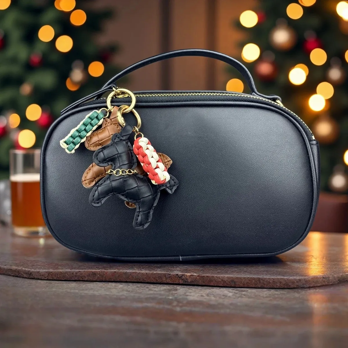 porte-clés mignon en cuir pu et breloque de sac en cuir tressé - breloque de sac mini cheval pour sac à main, sac à dos, clés de voiture - pendentif animal - cadeau