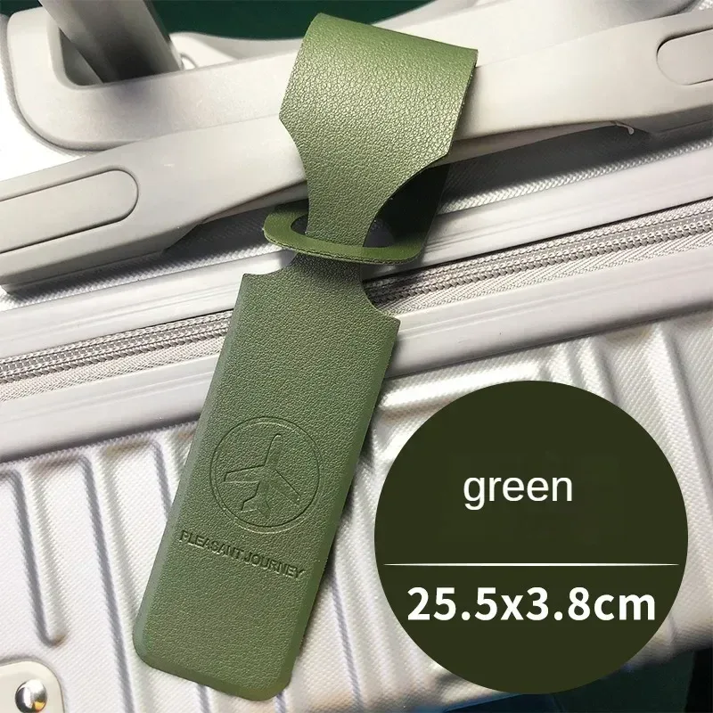 1x étiquette de bagage en cuir pu étiquette d'identification de valise portable étiquette de sac d'embarquement de bagages nom id porte-adresse accessoires de voyage