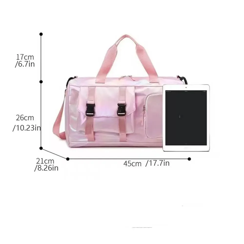 sac de sport tote pearl brillant, imperméable, avec séparation pour articles secs et humides, sac de voyage, bagage à main, grande capacité, sac à main pour entraînement de fitness et yoga.