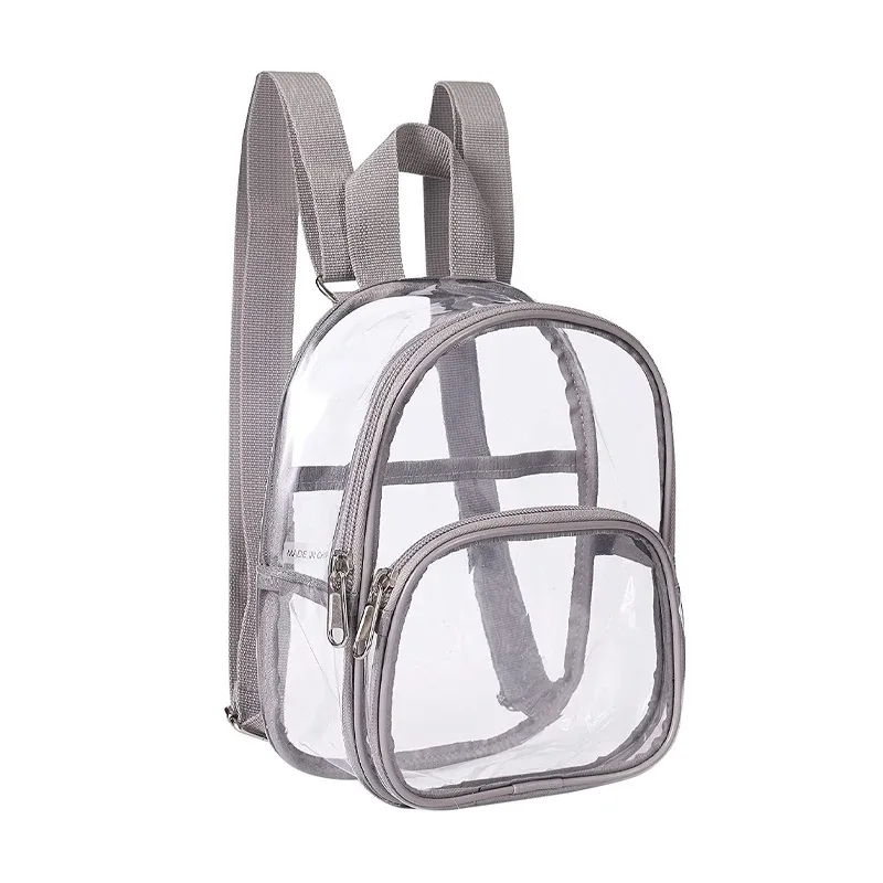 sac transparent en pvc, sac à dos de voyage transparent, sac à bandoulière, sangle pour livre, terrain de sport, mini cartable de voyage étanche approuvé pour enfant