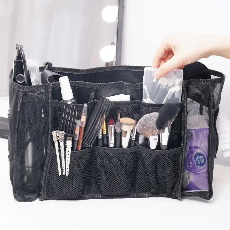 trousse de maquillage professionnelle, trousse à cosmétiques d'artiste, sac à main lancé, noir, portable, kits de maquillage de voyage, evalu2024
