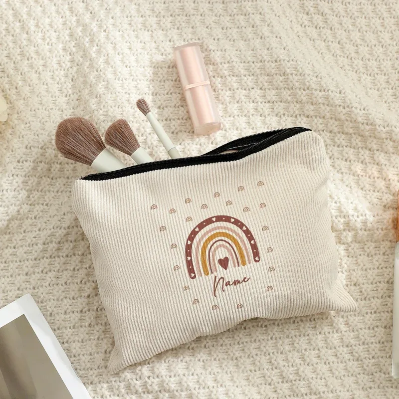 personnalisable avec nom sirène mignon arc-en-ciel nuages pastel dinosaure trousse de maquillage de toilette pour garçon filles enfants amis cadeaux