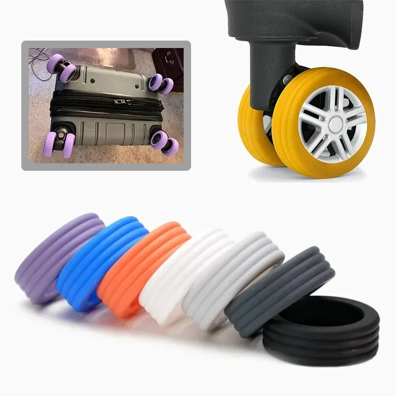protecteur de roues de bagages en silicone, accessoires de valise de voyage, 8 pièces