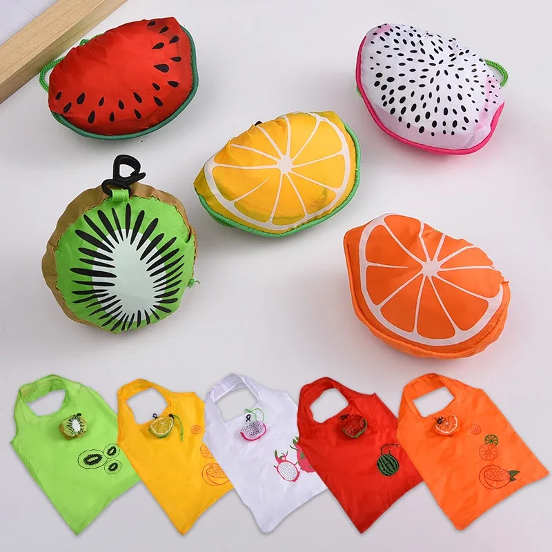 sac fourre-tout pliable en polyester, motif de fruits, 38x58cm, grande capacité, réutilisable, léger, pour le stockage des courses au supermarché, 1 pièce