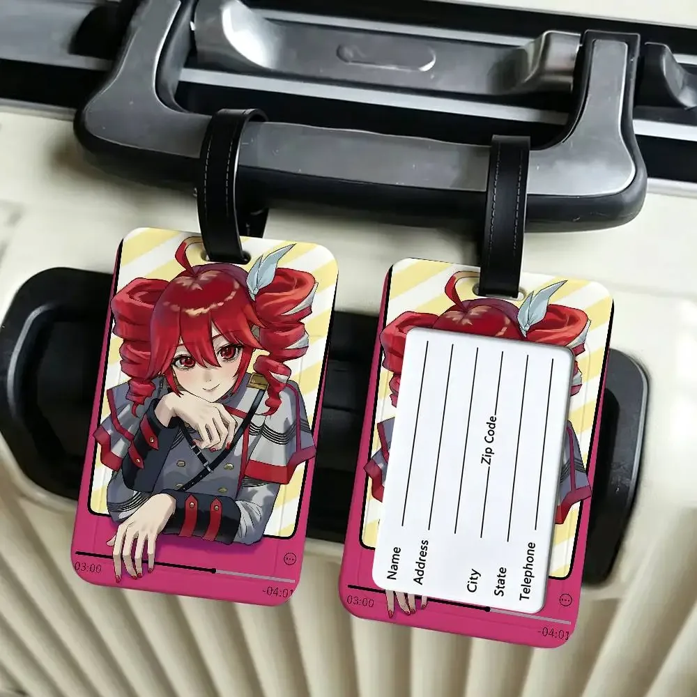étiquette d'identification de bagage en pvc de la chanteuse virtuelle populaire kasane teto, porte-carte d'informations anti-perte, étiquette de nom pour valise de voyage