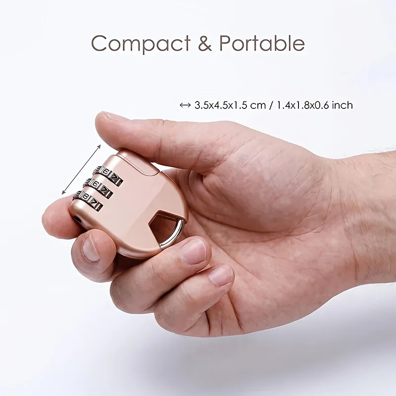 Cadenas antivol portable de qualité en alliage à combinaison à 3 chiffres pour valise, casier, boîte de rangement, dortoir scolaire - Couleurs pastel aléatoires