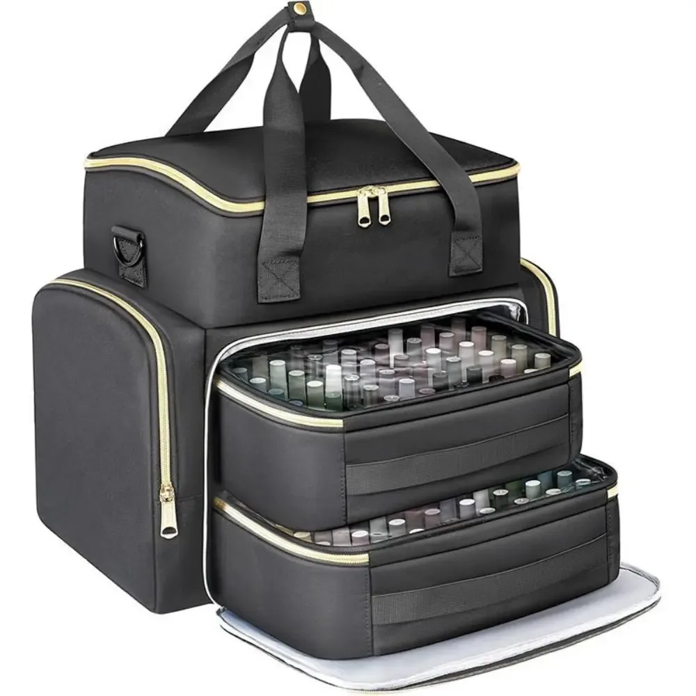 sac de rangement pour vernis à ongles grande capacité avec bandoulière, 96 compartiments, trousse de soin des ongles, sac de maquillage portable
