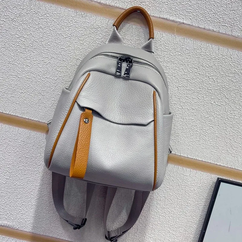 sac à dos décontracté en cuir véritable pour femme, petit sac à dos en cuir de vache véritable, sac de voyage antivol pour femme, mode