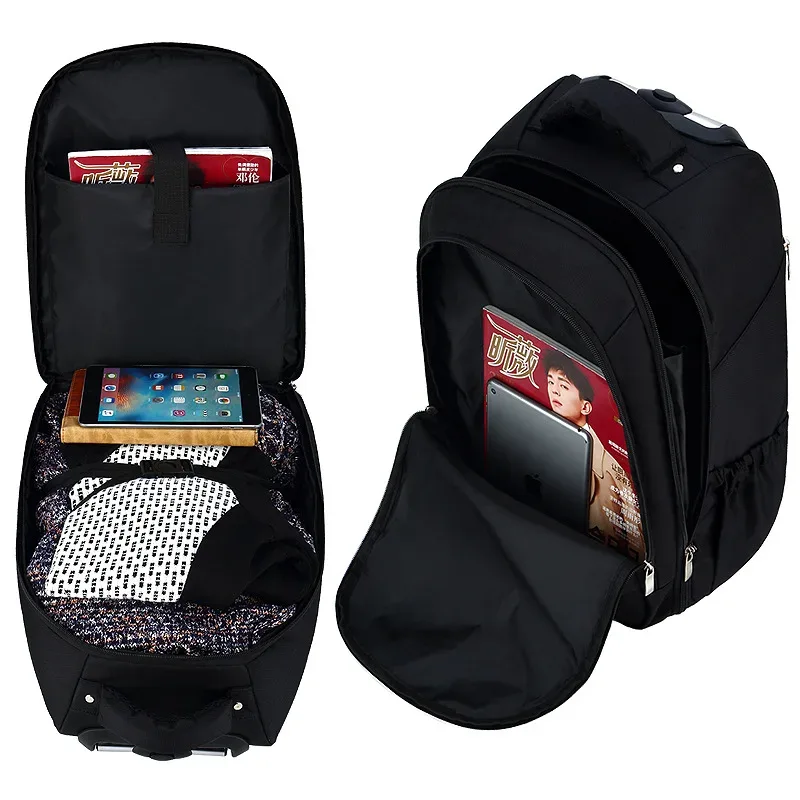 18/20 pouces hommes chariot sac à dos sac de voyage avec roues bagages roulants affaires embarquement valises chariot à roulettes sac à dos