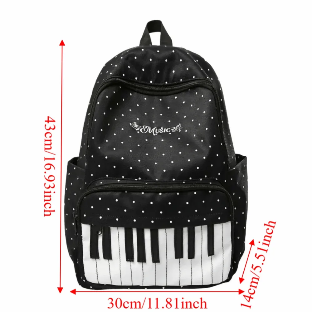 sac à dos personnalisé pour femme, motif à pois, grande capacité, tendance, simple, mignon, durable, sac à dos piano pour le shopping.