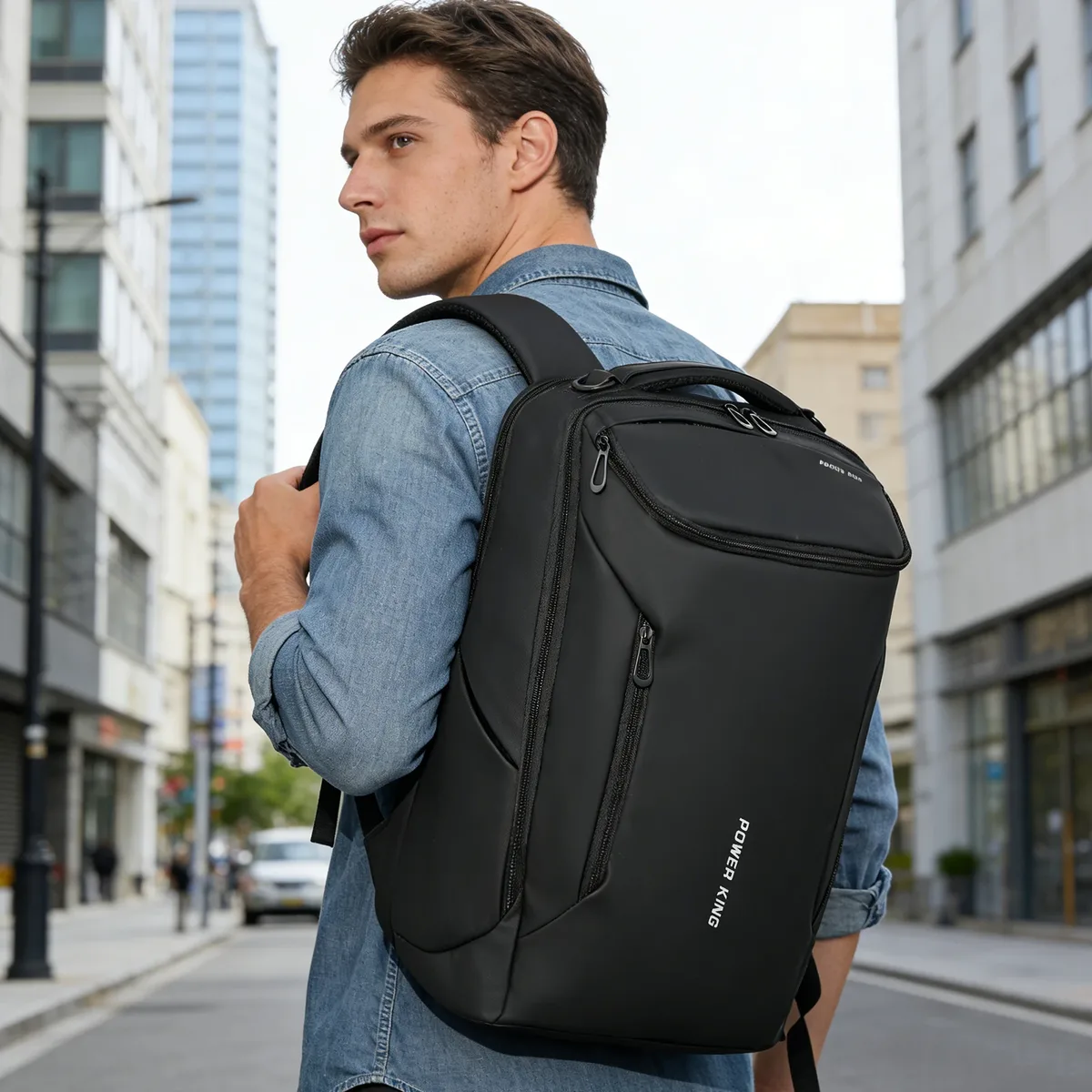 sac à dos classique décontracté 18 pouces, compartiment individuel pour ordinateur portable 15 pouces disponible, tissu lisse, pour les trajets quotidiens et les voyages