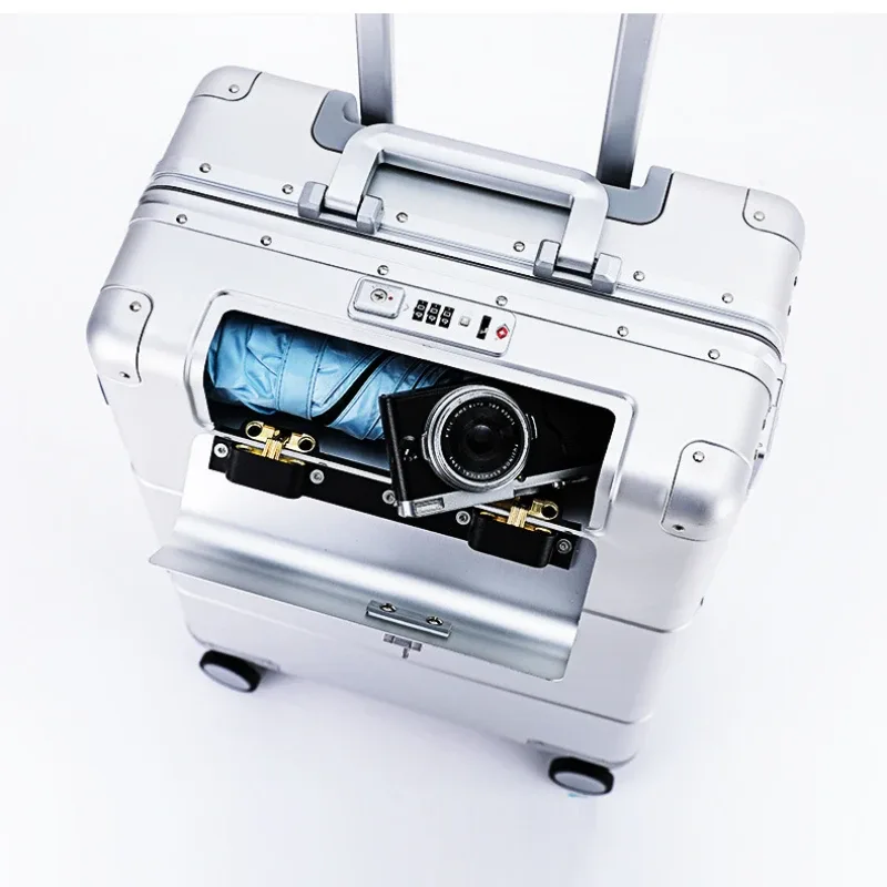 valise à roulettes tout en aluminium pour hommes et femmes, bagage à main de voyage, 20 pouces, haute qualité, dernier cri