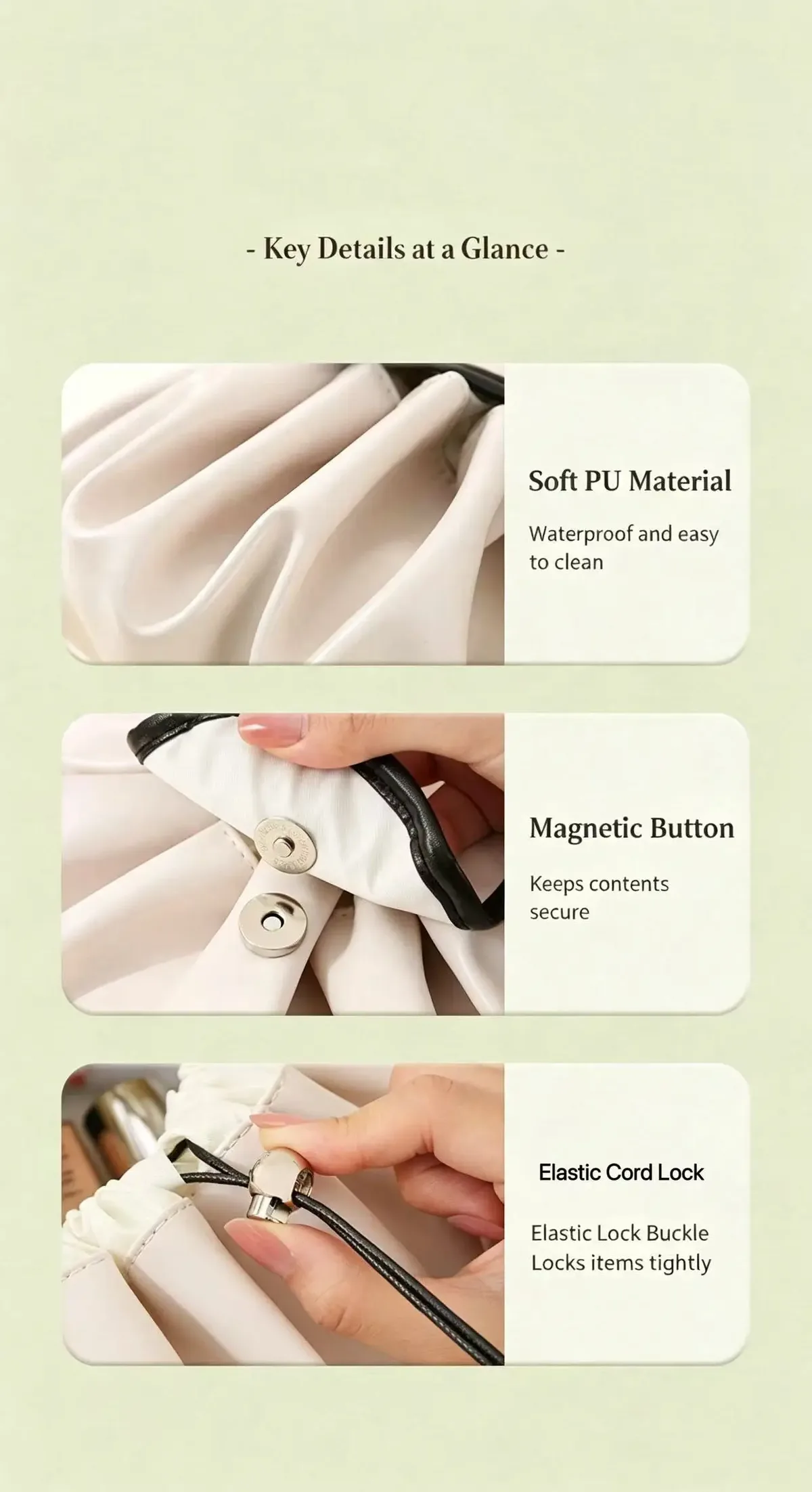sac de maquillage à cordon de serrage, organisateur de cosmétiques de voyage en pu imperméable, trousse de toilette portable, pochette de rangement de grande capacité pour femmes