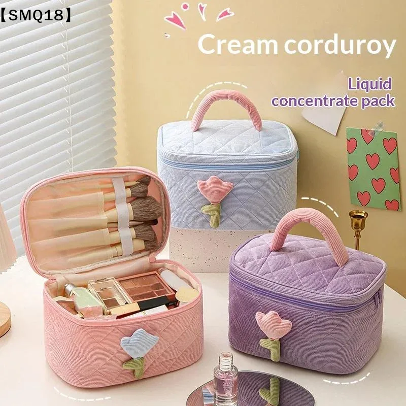 sac de rangement pour cosmétiques, 1 pièce, sac de voyage d'affaires, sac de toilette portable en velours côtelé de grande capacité, sac pour femmes 【smq】