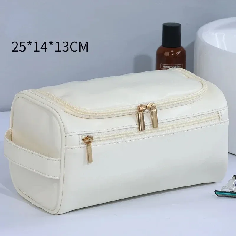 trousse de toilette en cuir pu pour hommes et femmes, kit dopp, trousse de toilette suspendue pour hommes, trousse de toilette de voyage pour voyager, grand sac cosmétique ﻿