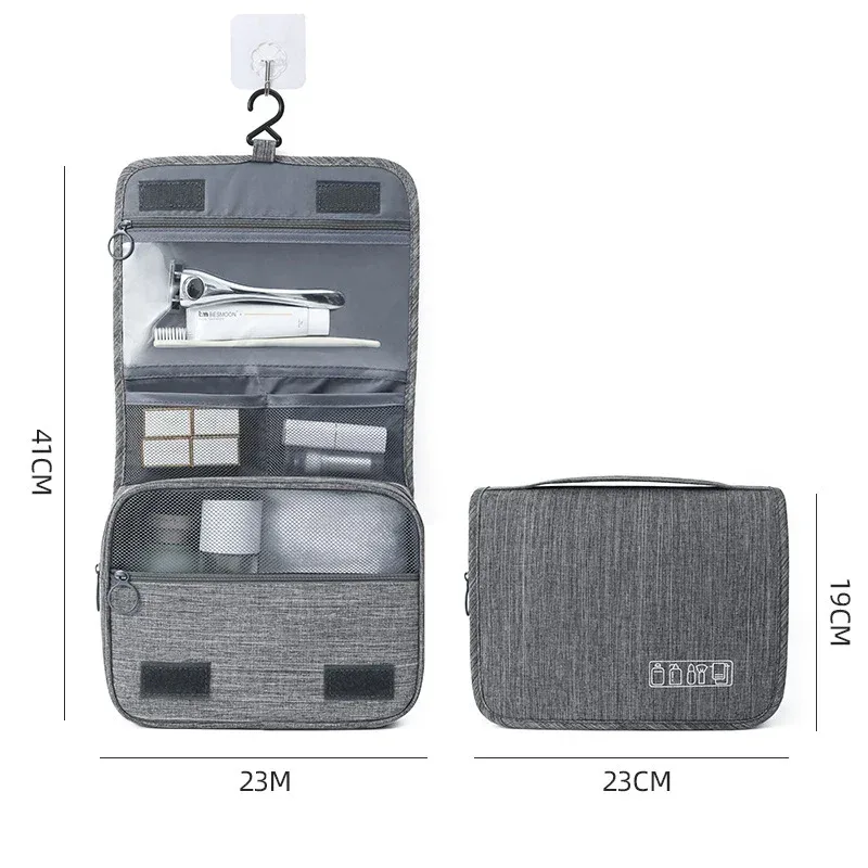 trousse de toilette portable en tissu oxford pour hommes et femmes, organisateur de voyage étanche à suspendre