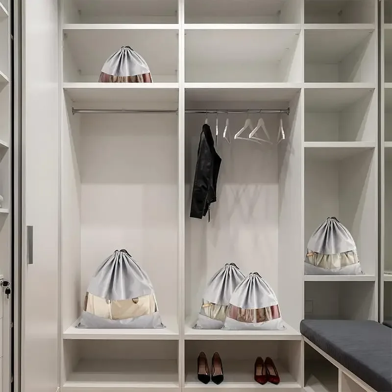 sac à cosmétiques en tissu avec cordon de serrage, sac de rangement anti-poussière