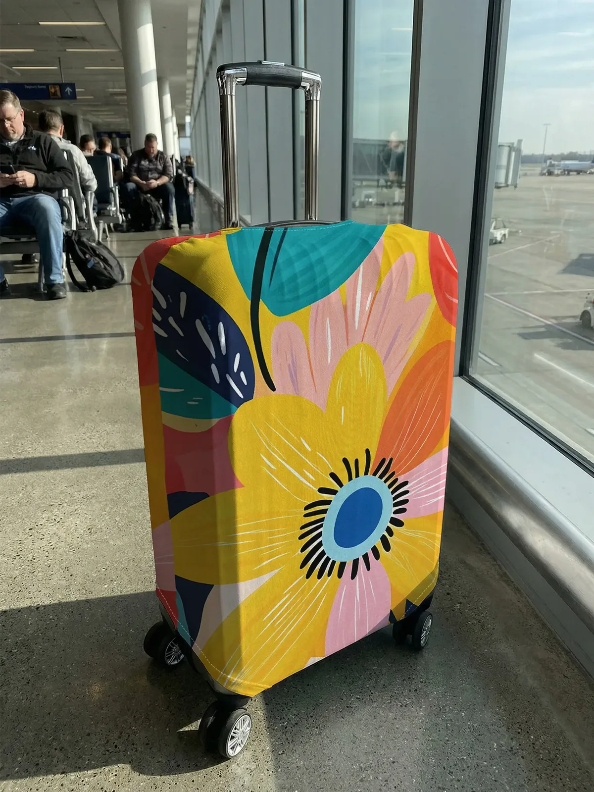 Housse de bagage colorée avec imprimé floral, convient aux bagages de 18 à 32 pouces, protège-poignée de bagage, accessoires de voyage