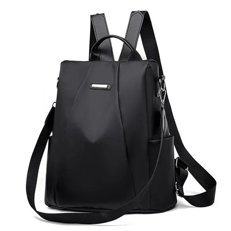 sac à dos multifonctionnel en nylon pour femmes, couleur unie, léger, imperméable, grande capacité, bandoulière détachable, nouvelle mode