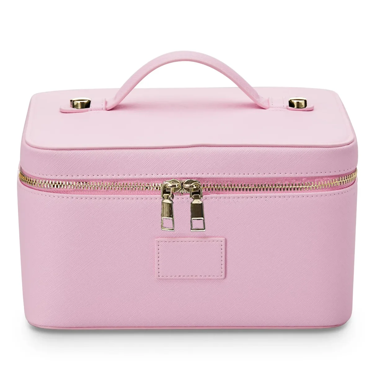 trousse de maquillage à main en pu avec compartiment, sac de maquillage portable en cuir de grande capacité, pochette cosmétique en cuir imperméable