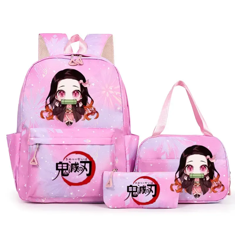 sac à dos demon slayer nezuko kamado pour adolescents, cartable de grande capacité avec sac à bandoulière pour usage quotidien, pour filles et femmes, mochilas de voyage