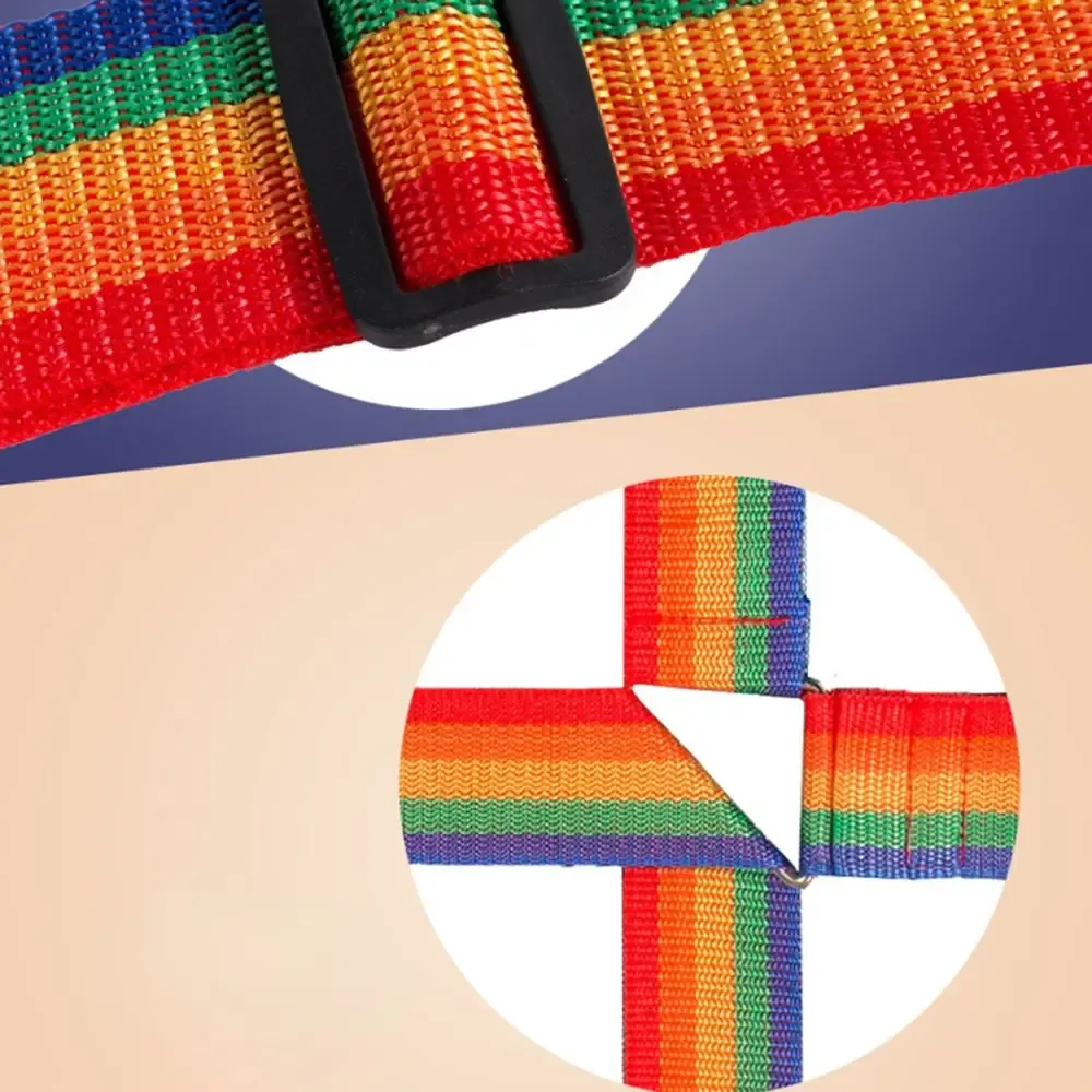 sangle à boucle de bagage, ceinture croisée, emballage réglable, accessoires de voyage, sangle à boucle de valise, ceintures d'emballage de bagages arc-en-ciel