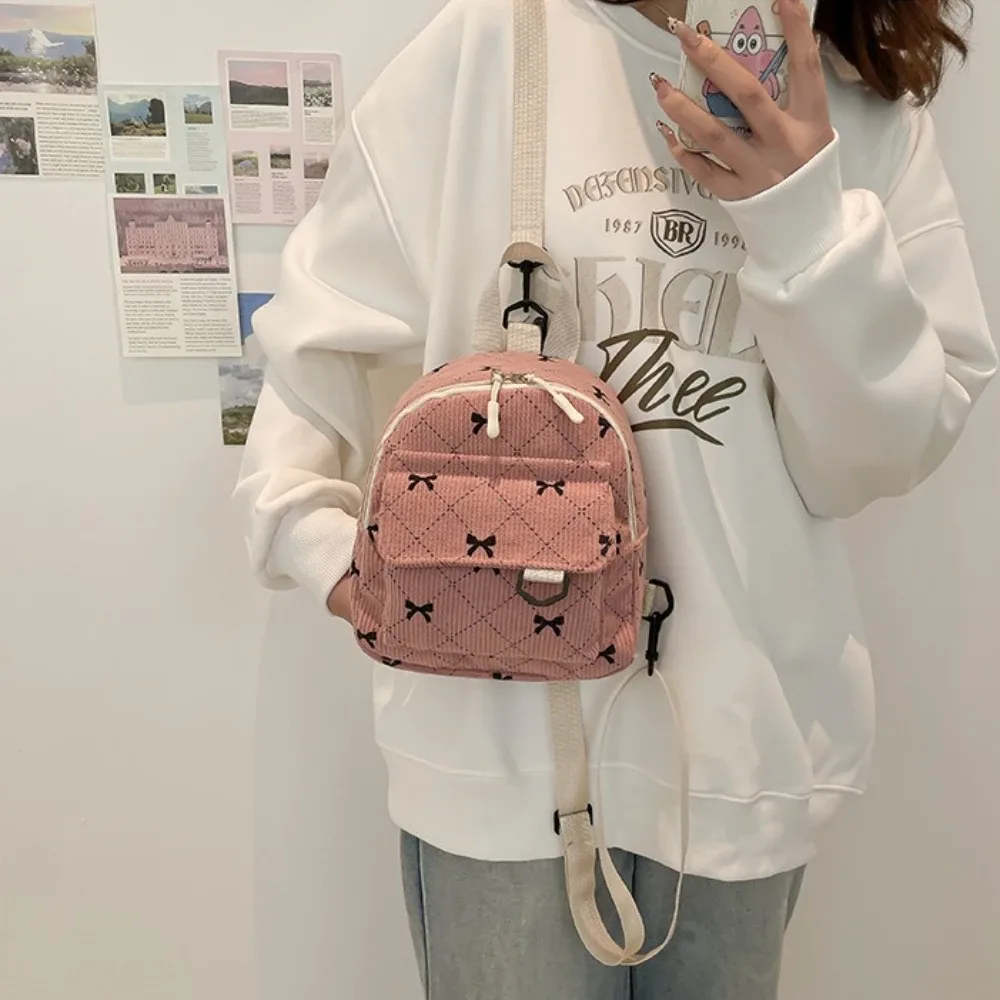 mini sac à dos imprimé nœud papillon mignon, sac à bandoulière, sac de rangement cosmétique de voyage, sacs à livres coréens pour étudiants, sac à dos décontracté 2026