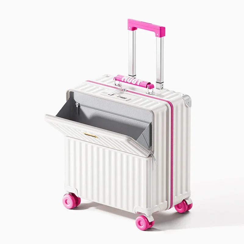 nouvelle valise cabine 2026 à ouverture frontale 16/18/20 pouces avec compartiment séparé pour ordinateur portable, port usb et porte-gobelet