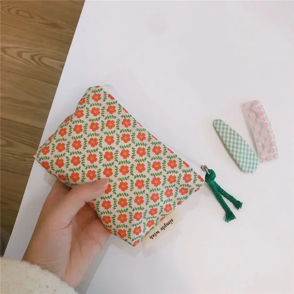petit sac de maquillage cosmétique, mini sacs de rangement floraux en coton pour femmes, étui de maquillage pour rouge à lèvres, petit porte-monnaie pour enfants, pochette pour pièces de monnaie