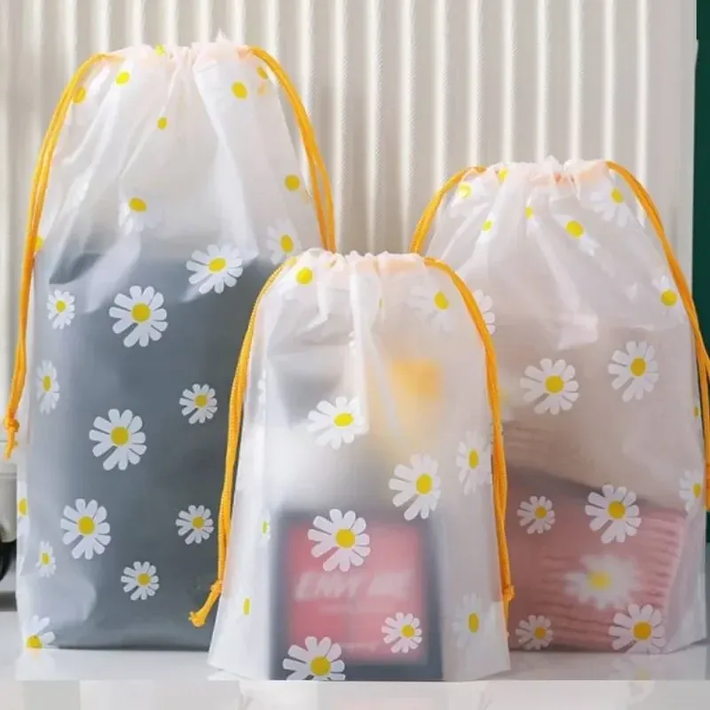 sac de rangement transparent imperméable à cordon en plastique pour cosmétiques, serviettes et chaussettes, idéal pour la salle de bain et la plage - lot de 10