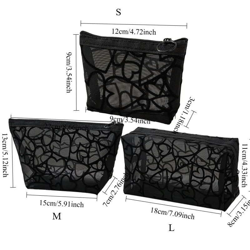 sac à cosmétiques en maille pour femmes, rangement de voyage, sac de maquillage, organisateur, pochette de maquillage portable, petite et grande trousse de toilette et de beauté