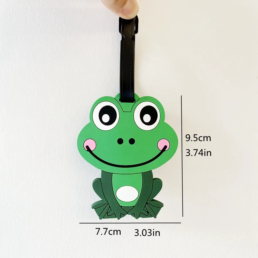 étiquette de bagage grenouille verte mignonne, 1 pièce/2 pièces, pour voyage d'affaires, sac à dos d'aéroport, étiquette de nom d'embarquement, accessoires de voyage