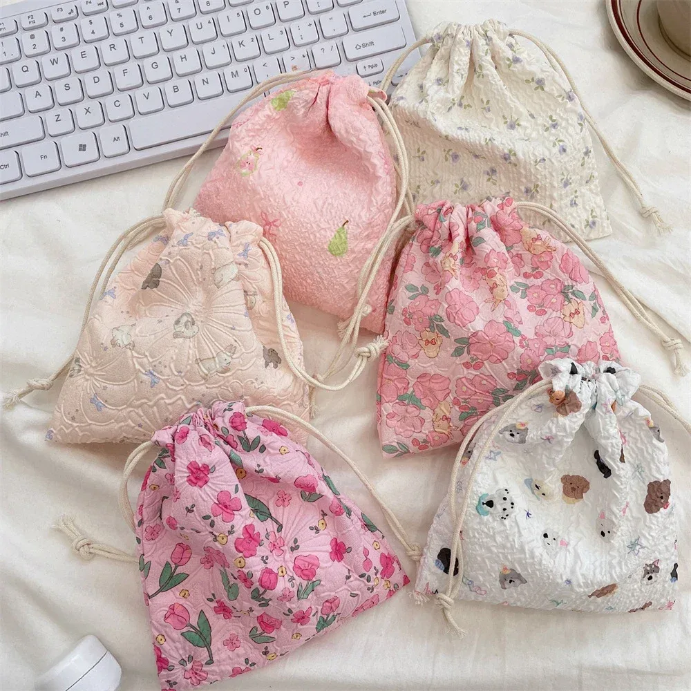 sac à cosmétiques de proximité de dessin animé pour femmes, pochette wstring, grands sacs d'évaluation de maquillage, poudres cosmétiques coréennes, trousse de beauté de toilette mignonne