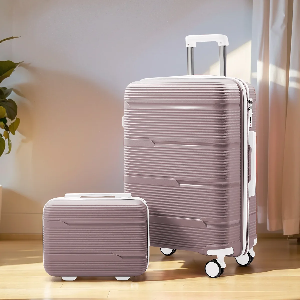 valise de voyage à roulettes, valise d'embarquement à main, ensemble de cabine avec étui à cosmétiques, roues tournantes, valise à roulettes de voyage, 13 ", 20"