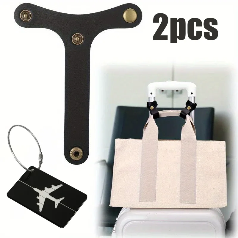 ensemble d'accessoires de voyage 2 pièces (boucle de bagage + étiquette de bagage) : peut sécuriser les sacs à main/les bagages, installation et ajustement rapides et faciles, s'adapte aux valises, libère vos mains, est un article pratique et portable pour les voyageurs d'affaires/les vacanciers.