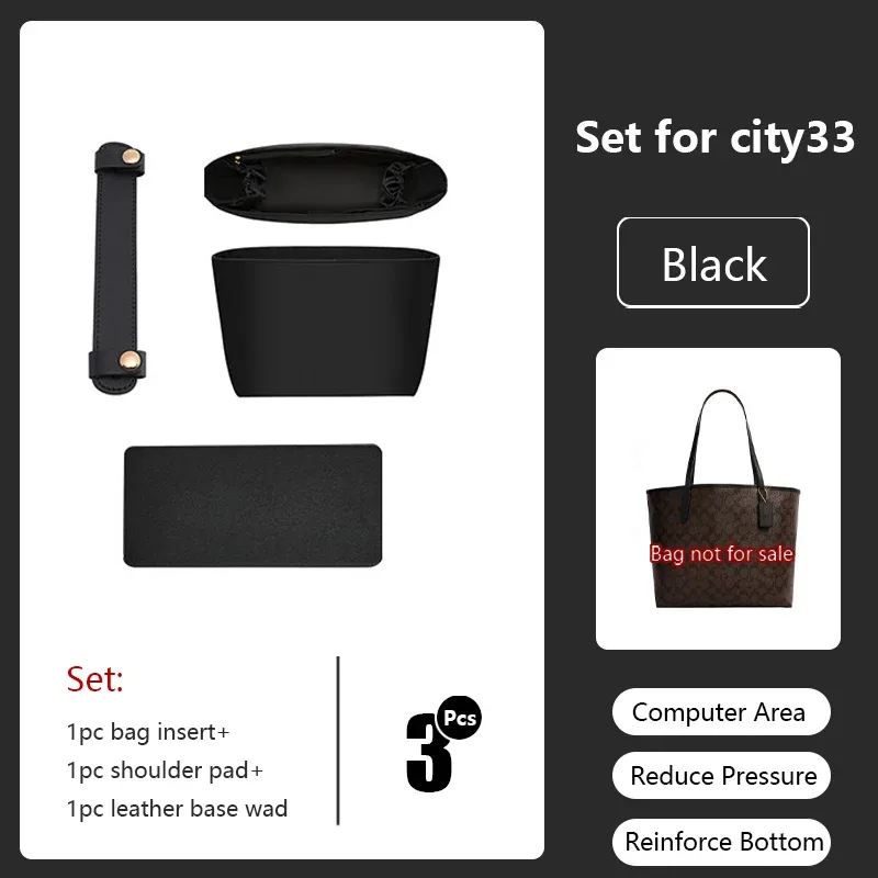insert de sac en nylon pour sac fourre-tout coach city33, organisateur de sac étanche, support de rangement pour ordinateur portable, accessoire de remplacement