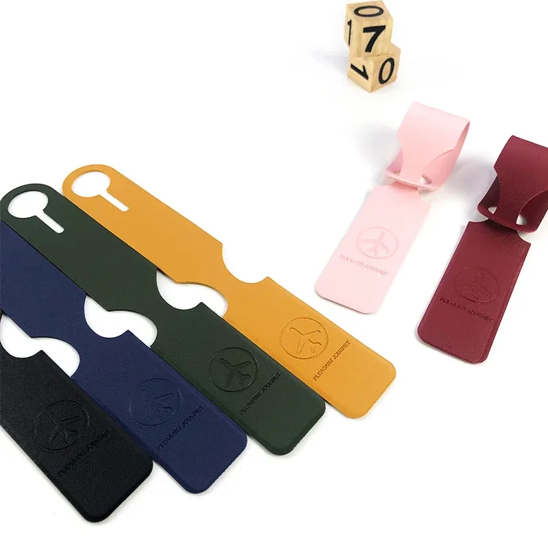 étiquette de bagage portable en cuir pu, identification de valise portable, étiquette de sac d'embarquement de bagages, porte-adresse d'identification de nom, accessoires de voyage, 1pc