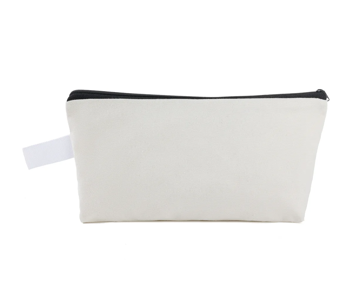 10-100 pièces de pochettes de maquillage en toile personnalisées, grande capacité, trousse à crayons avec crochet, sac de rangement pour papeterie, cadeau portable pour bureau et fête