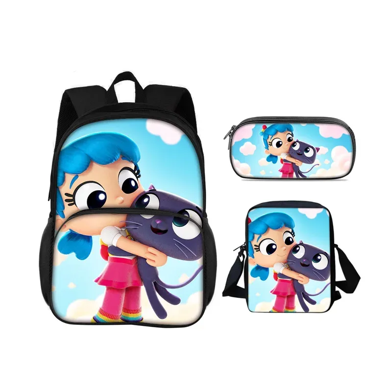 sac à dos true and the rainbow kingdom avec patch rond, trousse à crayons, sac à bandoulière, ensemble de 3 pièces, imprimé dessin animé, sac à dos pour élèves de maternelle