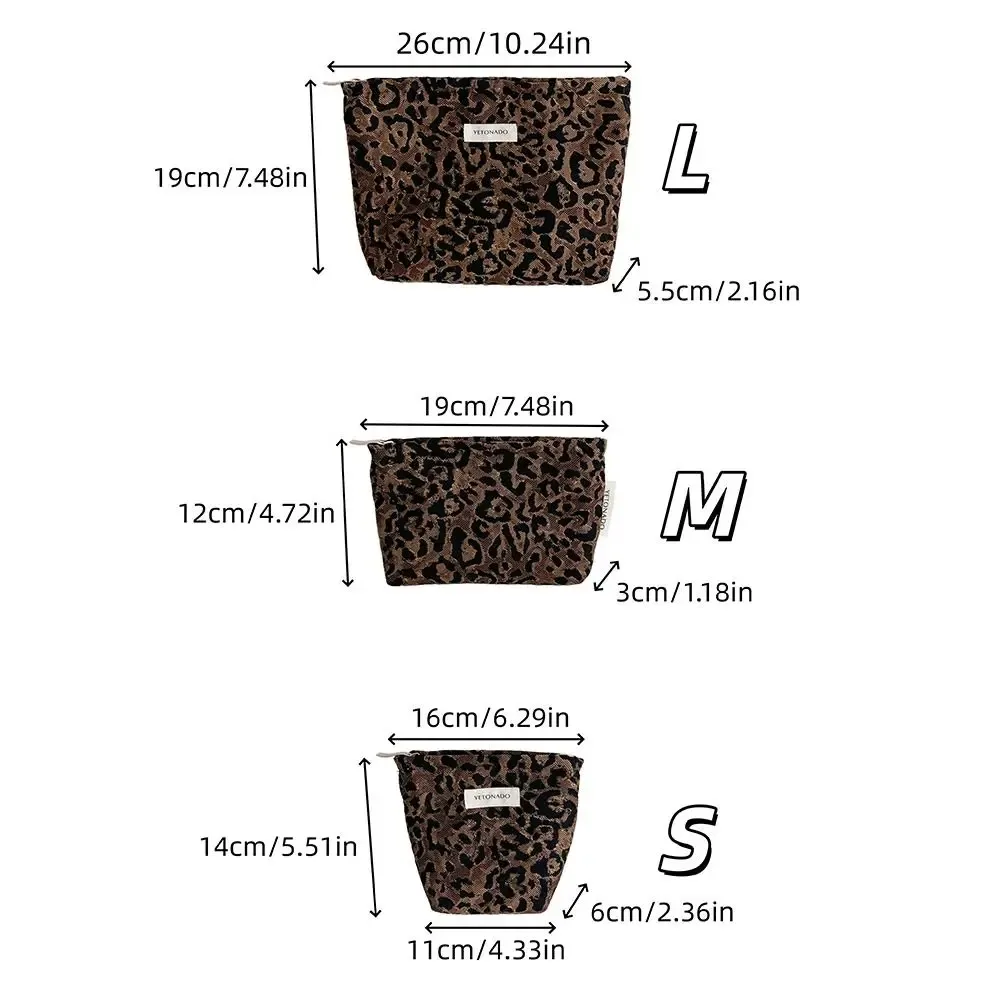nouvelle pochette en toile de polyester grande capacité imprimé léopard trousse de maquillage portable avec fermeture éclair organisateur cosmétique pour femme
